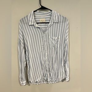 American Eagle Blue and White Striped Button Up